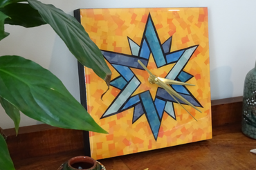 Blue Star Collage Clock