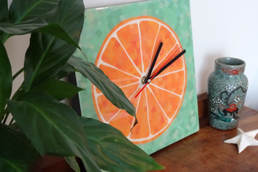 Orange Collage Clock